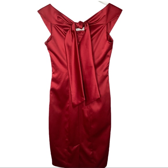 THE LIMITED Red Satin Tie Back Body Con Dress - Picture 2 of 11